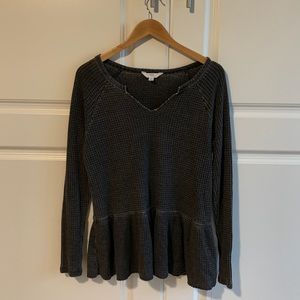 Waffle knit peplum top